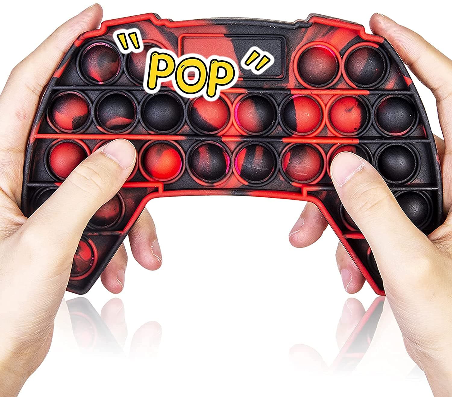 Game Controller Pop Bubble Sensory Fidget Toy,Push Pop Bubble Fidget Toy,Autism Special Needs Stress Reliever Silicone Stress Reliever Toy For Kids & Adults (Red Black)