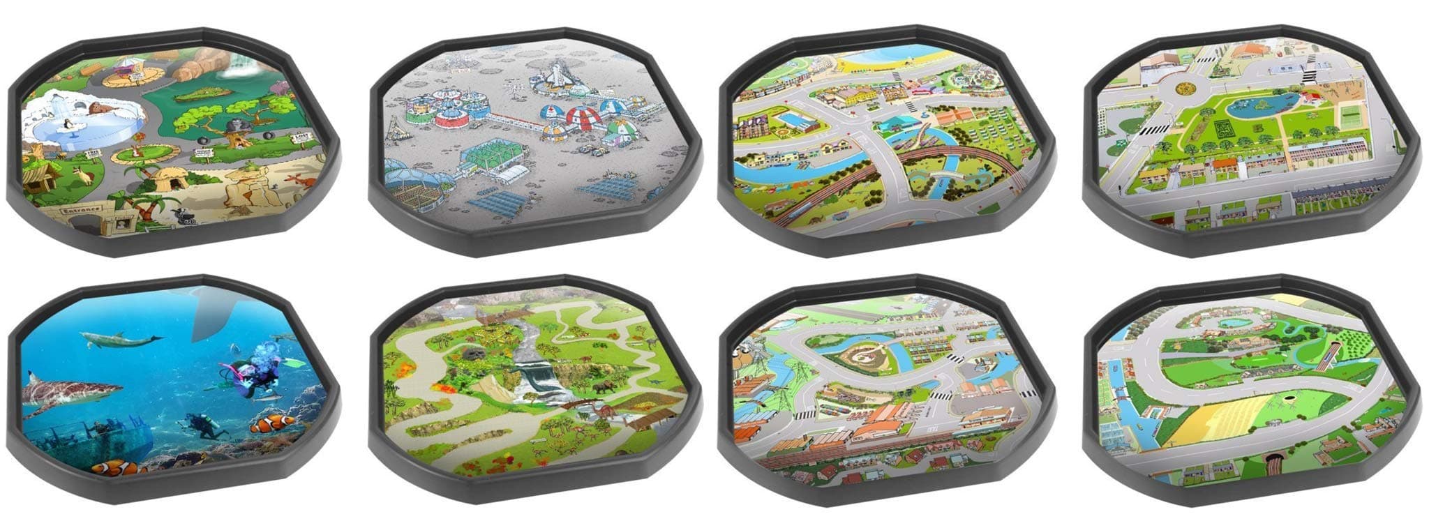 Eight Mat Bundle Tiger Tuff Tray Mats Ideal for Tuff Spot Play Tray Black Tray not Included