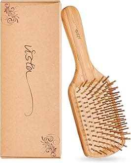 Hair Brush Bamboo Hairbrush For Long,Thick,Curly,Wavy,Dry or Damaged Hair, Paddle Hair Brush Reducing Hair Breakage and Frizzy, No More Tangle