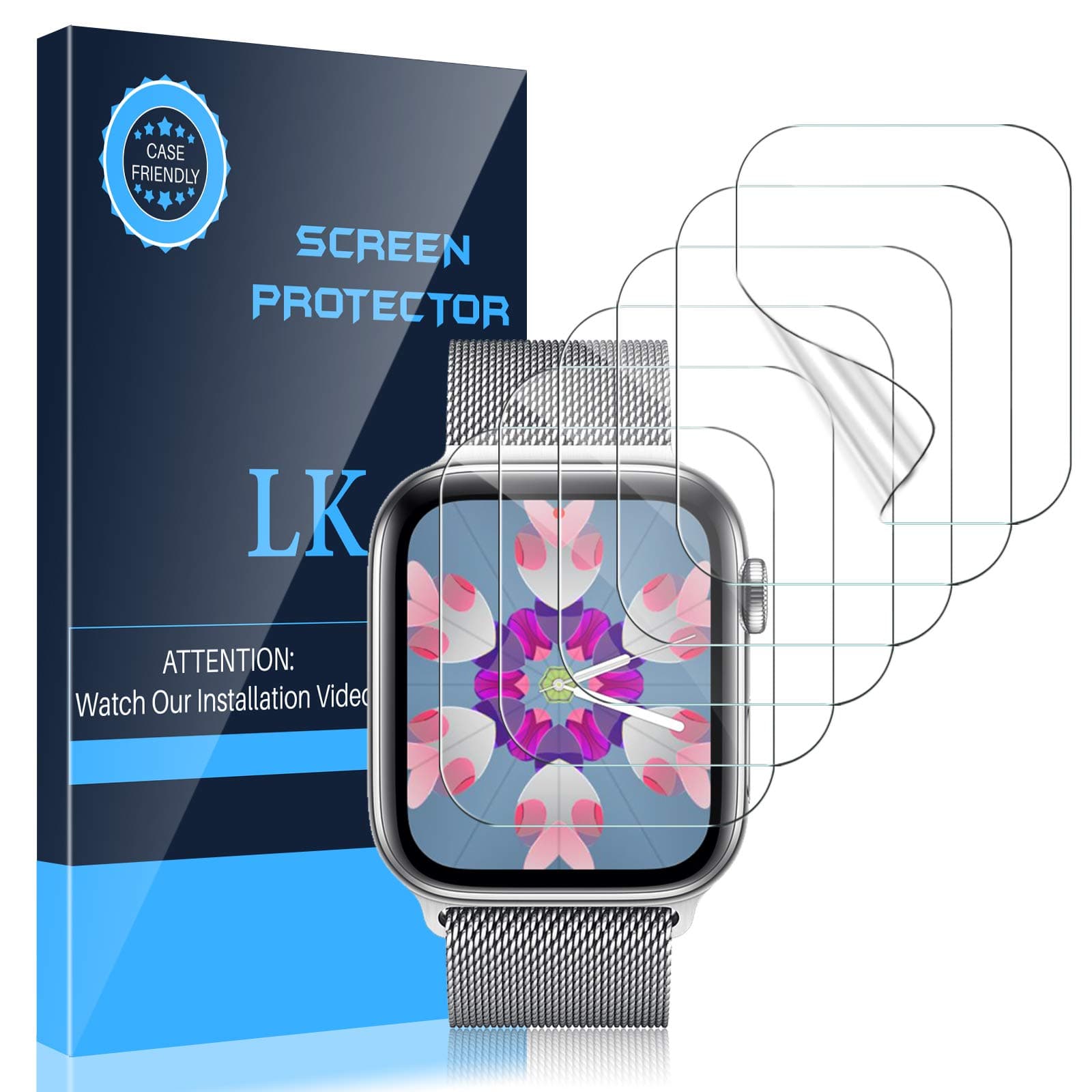 LK [6 Pack] Screen Protector for Apple Watch 38mm Series 3 2 1 - Max Coverage Bubble-Free Anti-Scratch iWatch 38mm Flexible TPU Film with Lifetime Replacement Warranty