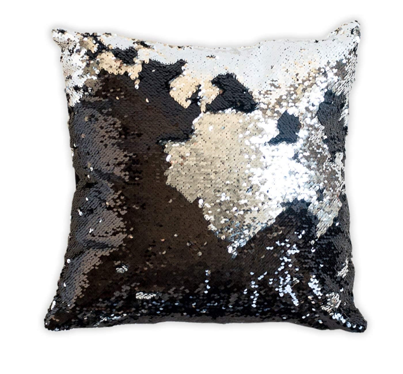 SIRENE Mermaid Pillow Reversible Sequin Pillow That Changes Color - Black Silver