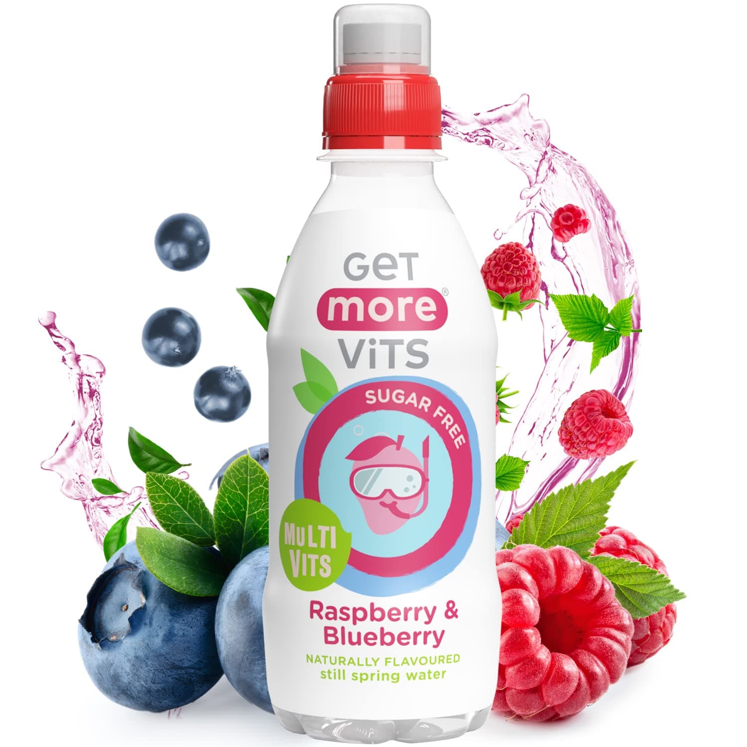 – Get More Vits - Kids Multi Vits Raspberry & Blueberry Still Flavoured Spring Water (330ml x12), Natural , Sugar-Free, Low-Calorie, Stronger Immune System, Healthy Bones, Teeth & Muscles, Vegetarian