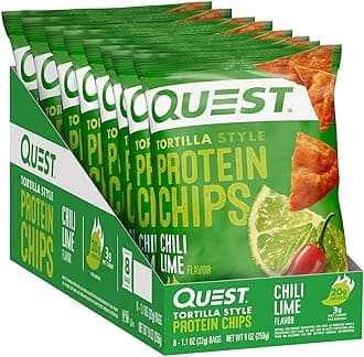 Quest Nutrition Tortilla Style Protein Chips, Chili Lime, Low Carb, Gluten Free, Baked, 1.1 Ounce (Pack of 8)