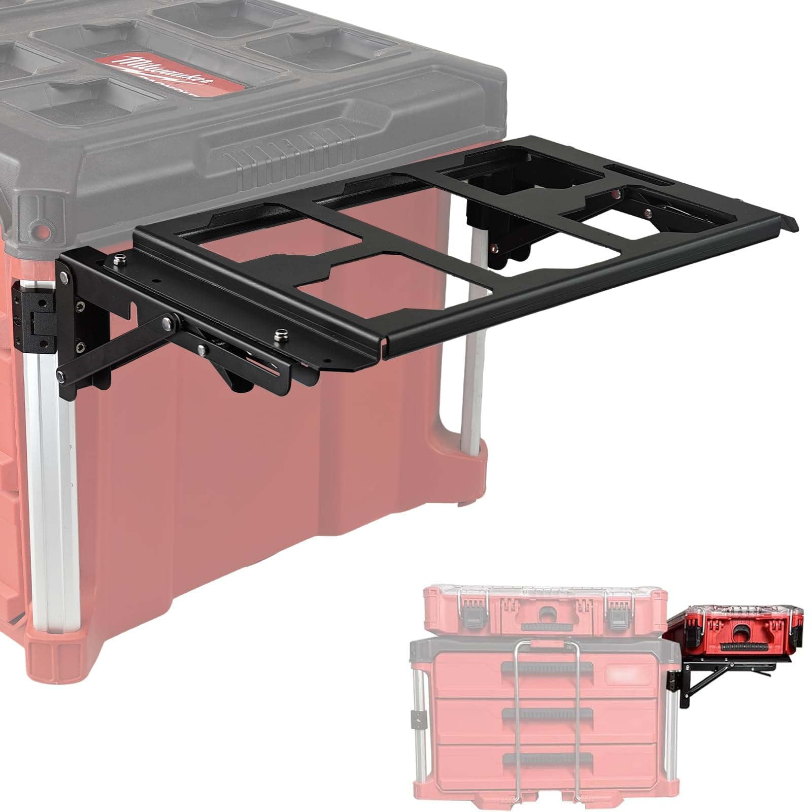Upgrade Folding Packout Mount Compatible with Milwaukee Packout Toolbox,Side Storage for Your Packout System