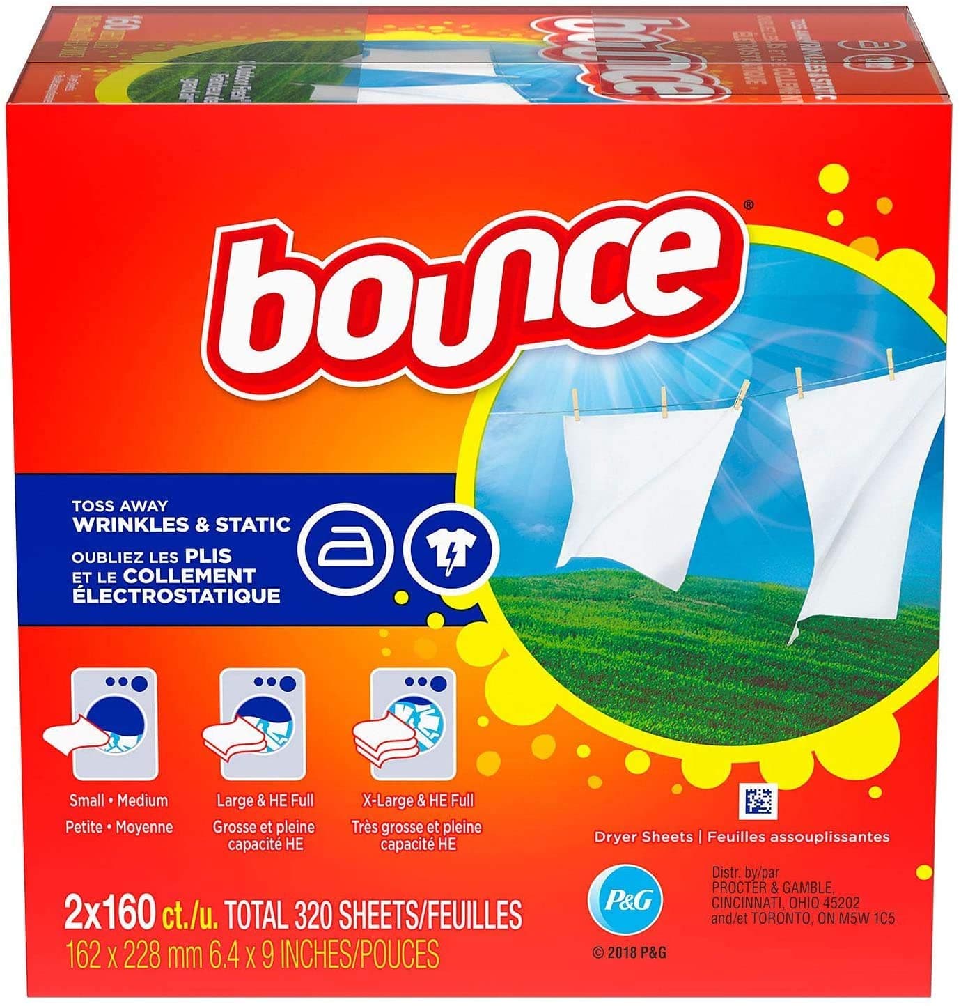Bounce Laundry Cleaning Durable Wrinkle Guard Toss away Controls Static Cling While Providing Long-Lasting Freshness Dryer Sheets - 320 Count