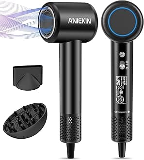 - Hair Dryer, High-Speed Ionic Low Noise Blow Dryer with Brushless Motor for Fast Drying, Thermo-Control Quiet Compact Hair Blow Dryer with Magnetic Diffuser for Curly Hair for Home Travel Salon