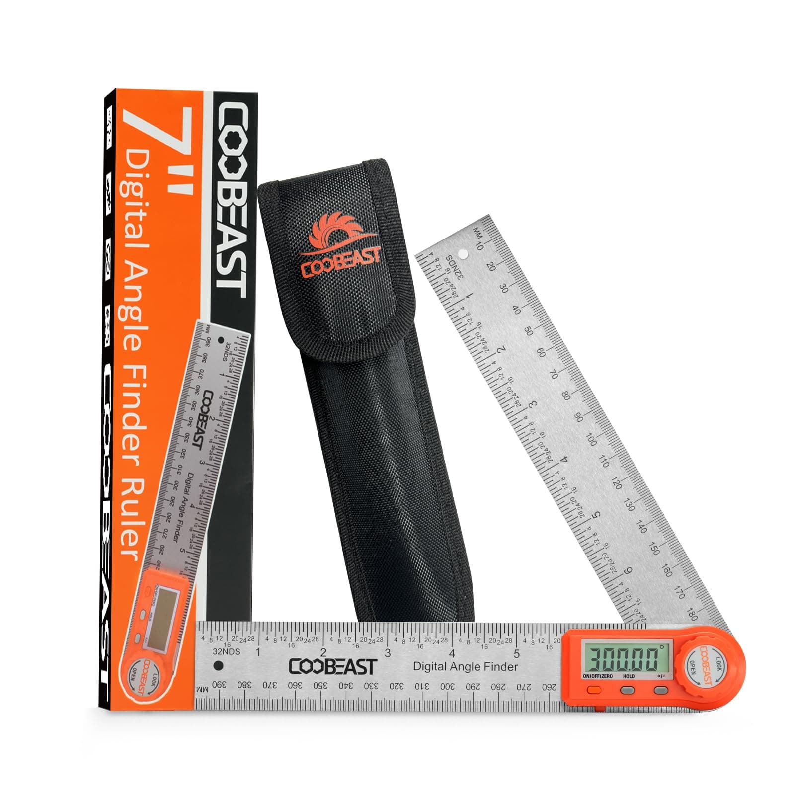 Digital Angle Finder Ruler, Digital Angle Finder with 7 Inch/200 mm, Stainless Steel Digital Protractor for Woodworking, Construction, Architects & DIY Portable Digital Goniometer with Case