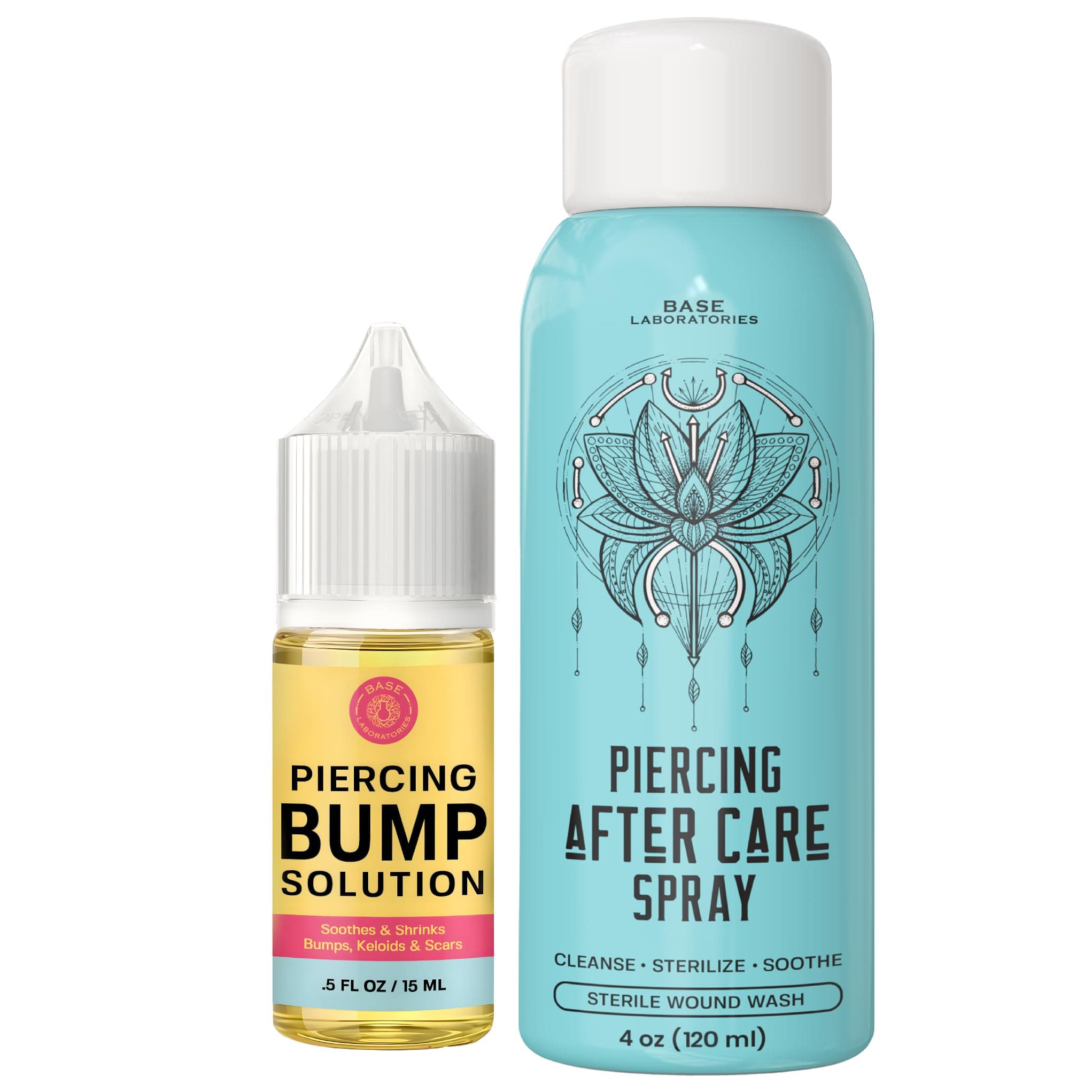 Piercing Aftercare Kit: Keloid & Piercing Bump Solution Oil(15ml) + Piercing Aftercare Spray (4oz) - for Keloid Bump Removal & Cleansing Soothing Piercings Before & After