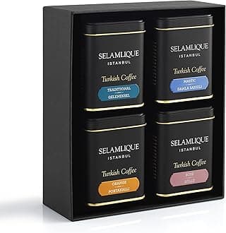 - SELAMLIQUE ISTANBUL Selamlique Turkish Coffee Istanbul 4 Boxes of Turkish Coffee Taste Selection in Gift Box (Traditional, Mastic, Orange, Rose)