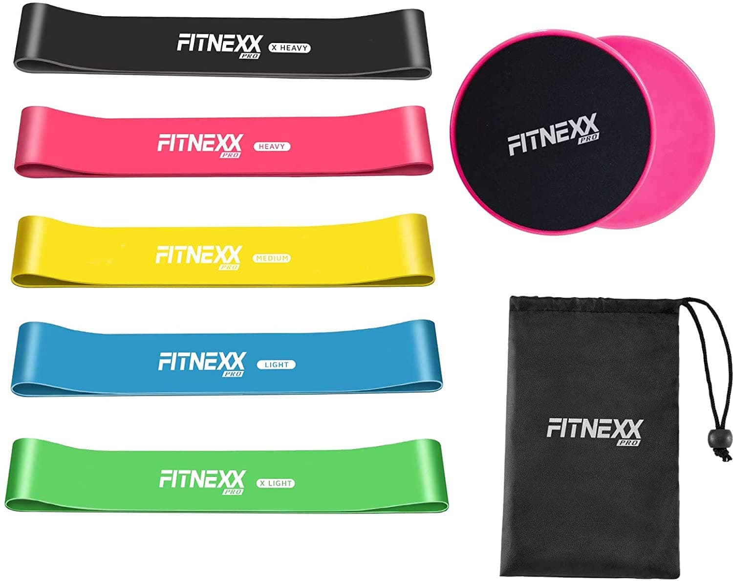Exercise Resistance Bands Core Sliders – Workout Stretching Bands for Home Gym | Dual Sided Gliding Discs Slides on All Surfaces | Training Gear for Abdominal Strength, Abs, Hip, Pilates and Fat Burn