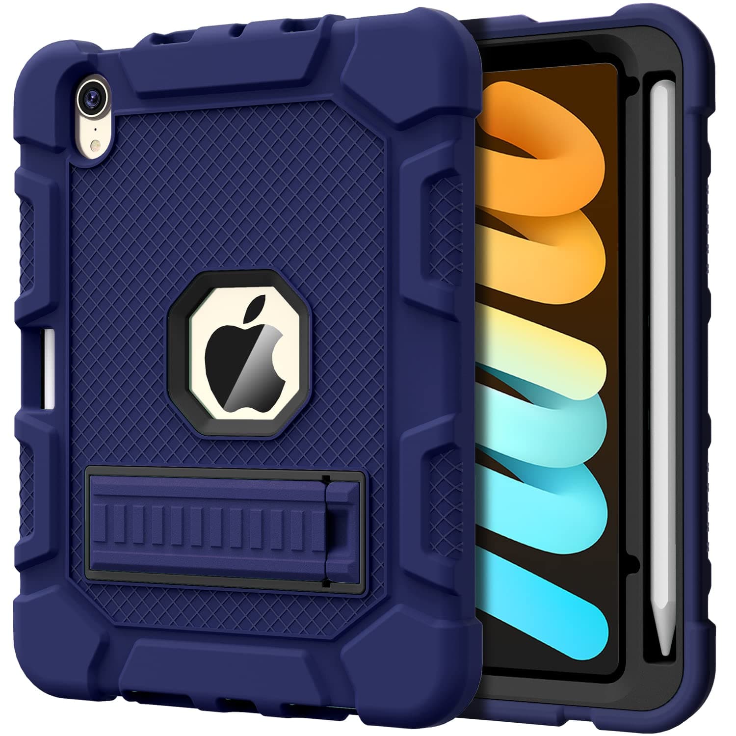AZZSYCase for iPad Mini 7 A17 Pro 2024 / iPad Mini 6 2021 8.3 Inch, Heavy Duty Shockproof Rugged Protective Case for iPad Mini 7th/6th Generation 8.3", Navy Blue