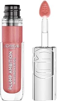 Plump Ambition Hyaluron Lip Oil, 24 HR Lip Gloss with Hyaluronic Acid, Volumizing Formula with Glass-Like Shine, Nude Macaron 650, 0.16 Fl Oz