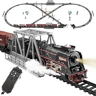 Remote Controlled steam Train Toy, Equipped with Luxurious Tracks and Glowing, Smoke and Sound Train Set, Rechargeable, Suitable for Children Aged 3 to 8 and Above as a Christmas Toy Gift