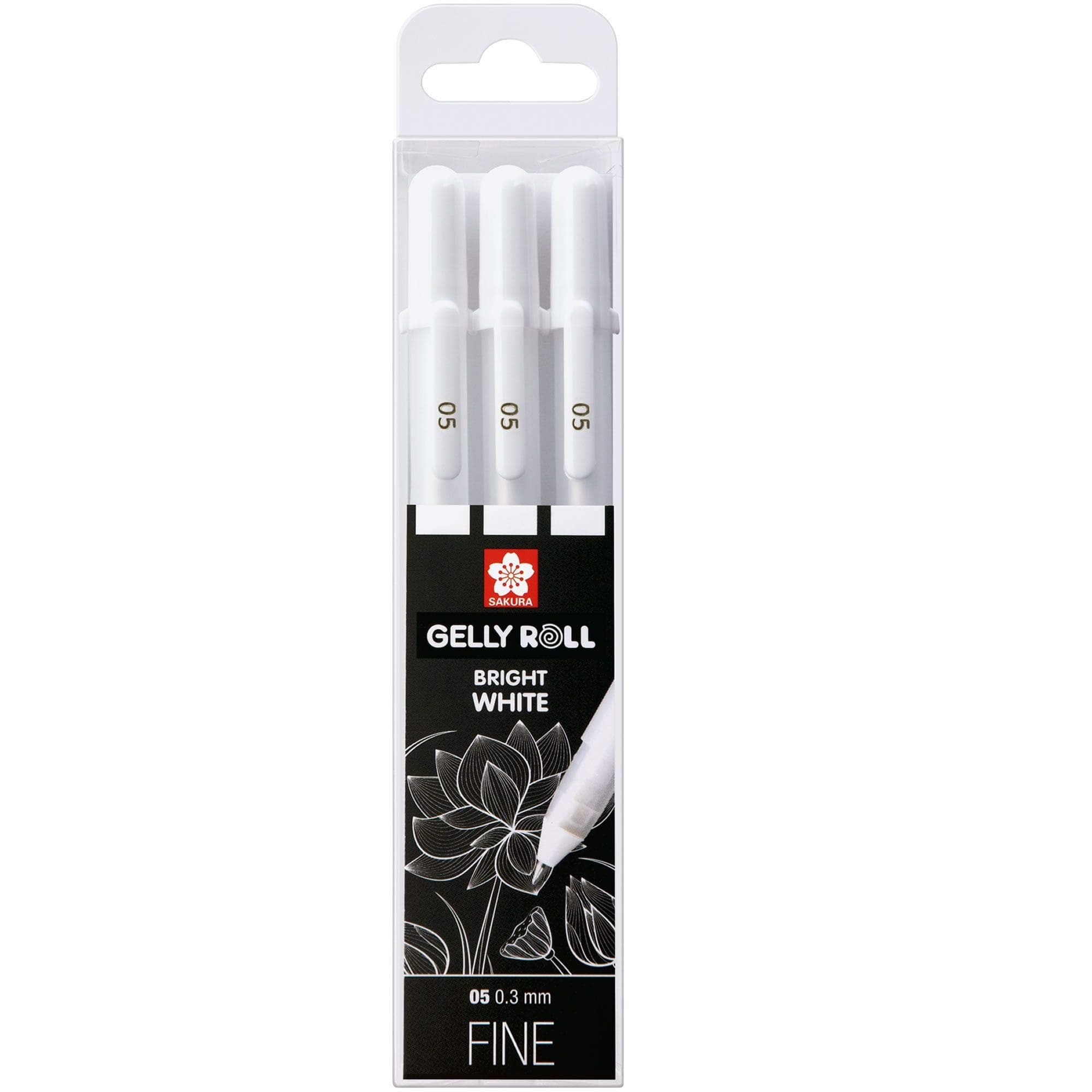 Sakura gelly roll, white, 3 pens, bright white, in a case, fine size 05