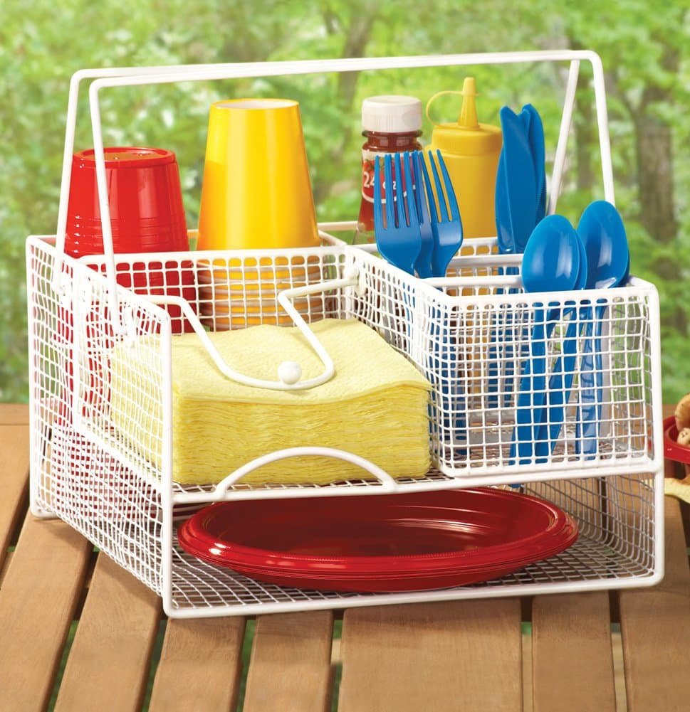 Easy Carry Bbq Picnic Caddy Utensil Holder