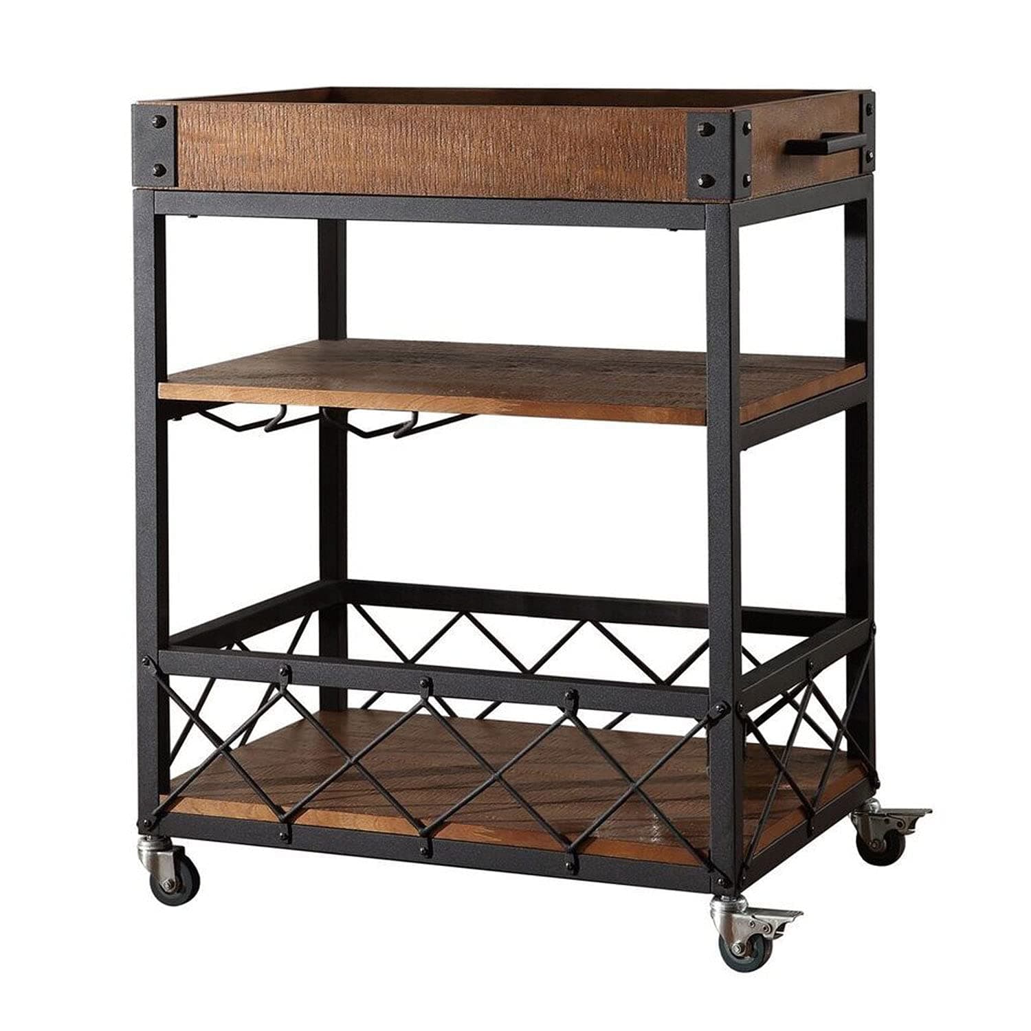HomeHills Ashburne Espresso Rustic Bar Cart