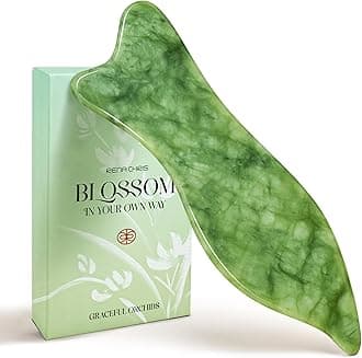 Rena Chris Xiuyan Jade Facial Gua Sha Tool, Acupressure & Gua Sha, Sculpt The Jawline and Reduce Puffiness, Skincare Gift with User Manual (Green)