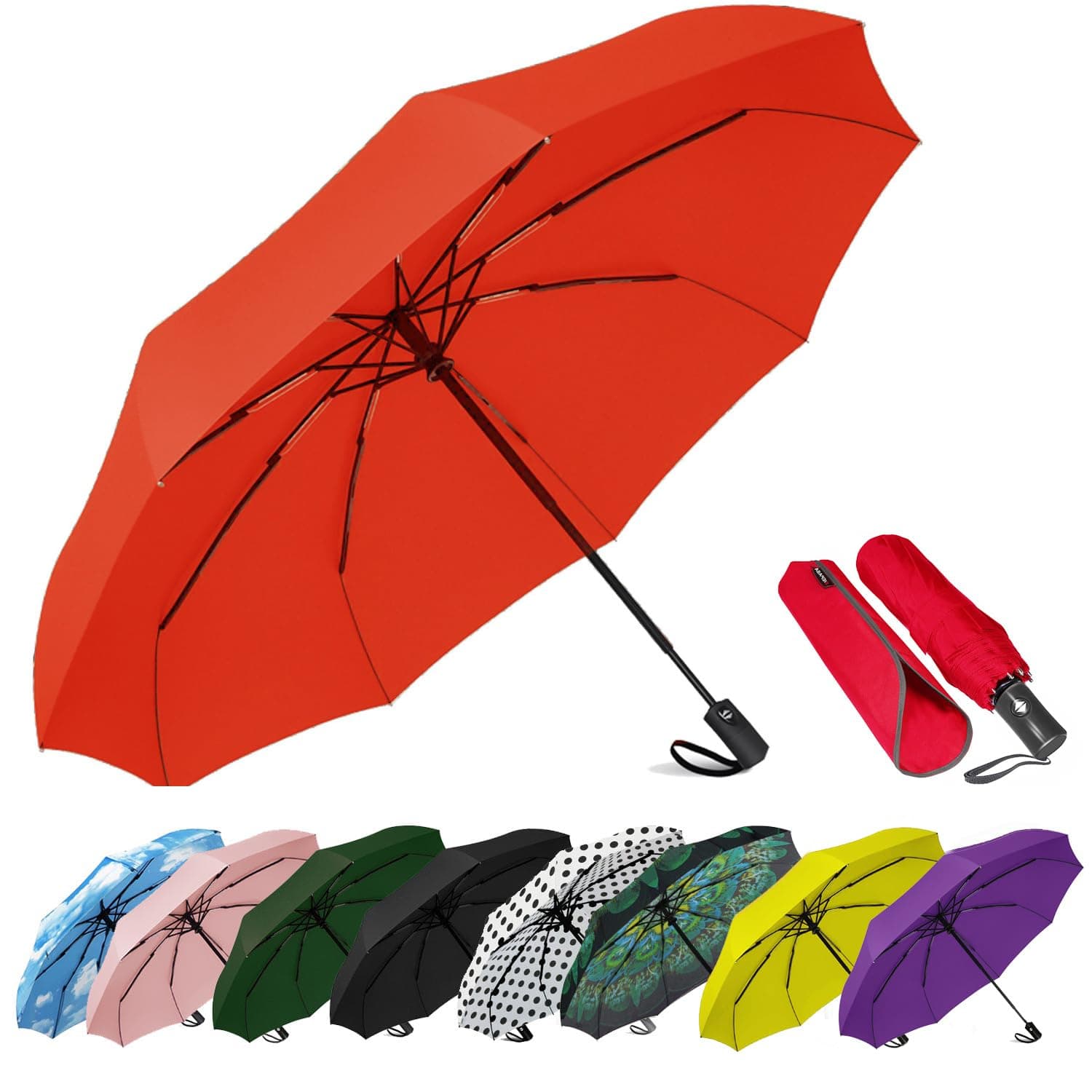 SIEPASA Windproof Compact Folding Compact Travel Umbrella Compact Portable Umbrella for Men Women Teens