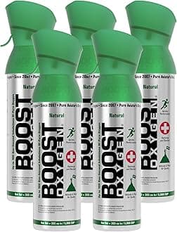 Medium Natural 5L Canister | Respiratory Support for Aerobic Recovery, Altitude, Performance & Health (5 Pack)