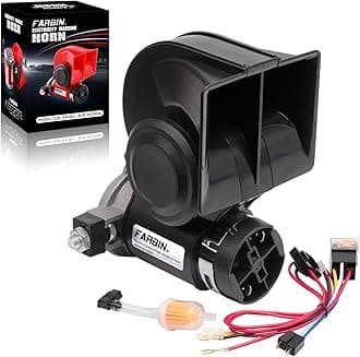 Air Horn for Truck,Compact Train Horn,Electric Car Horn 12V 150db Super Loud with Wiring Harness for Any 12V Vehicles (Black)