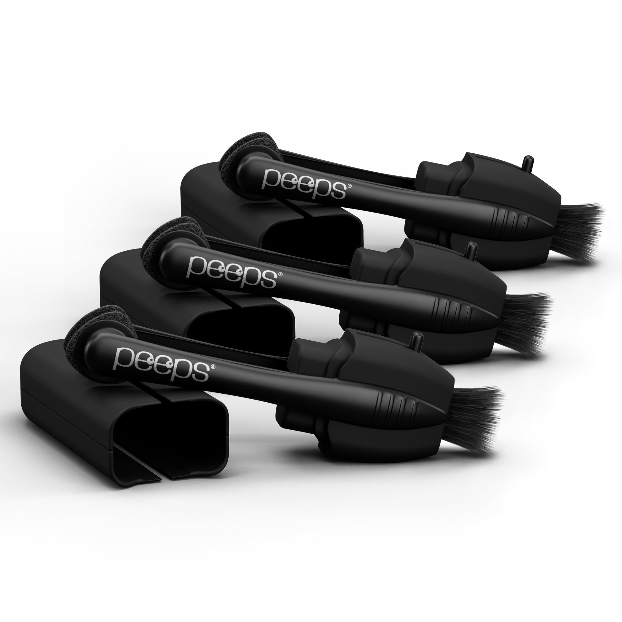 Peeps Glasses Cleaner - for Eyeglasses, Reading Glasses, and More - Lens Cleaner with Carbon Microfiber Tech-Soft Touch Black-3 Count (Pack of 1)