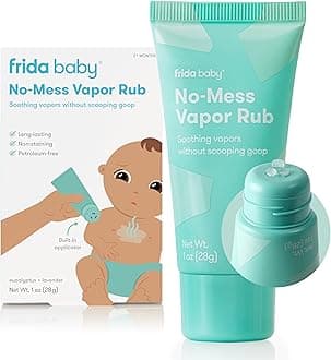 Frida Baby No-Mess Vapor Rub, Baby Vapor Rub for Chest, Neck, Back + Foot, Non-Medicated, Petroleum-Free, Hands-Free Applicator Tube, Non-Staining, Soothing Eucalyptus & Lavender for Sleep