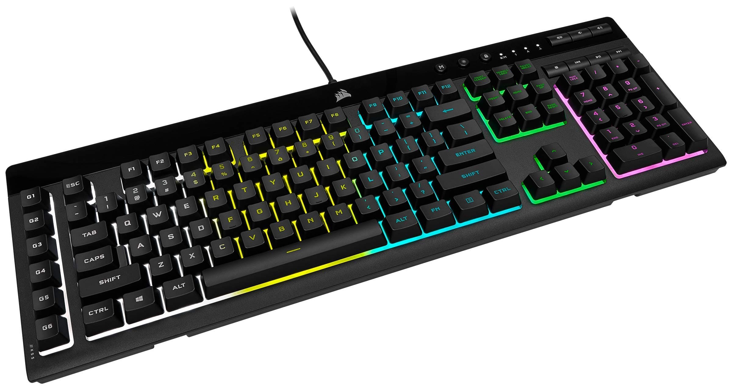 CORSAIR K55 RGB PRO - Dynamic RGB Backlighting - Six Macro Keys with Elgato Stream Deck Software Integration - IP42 Dust and Spill Resistant - Detachable Palm Rest - Dedicated Media and Volume Keys