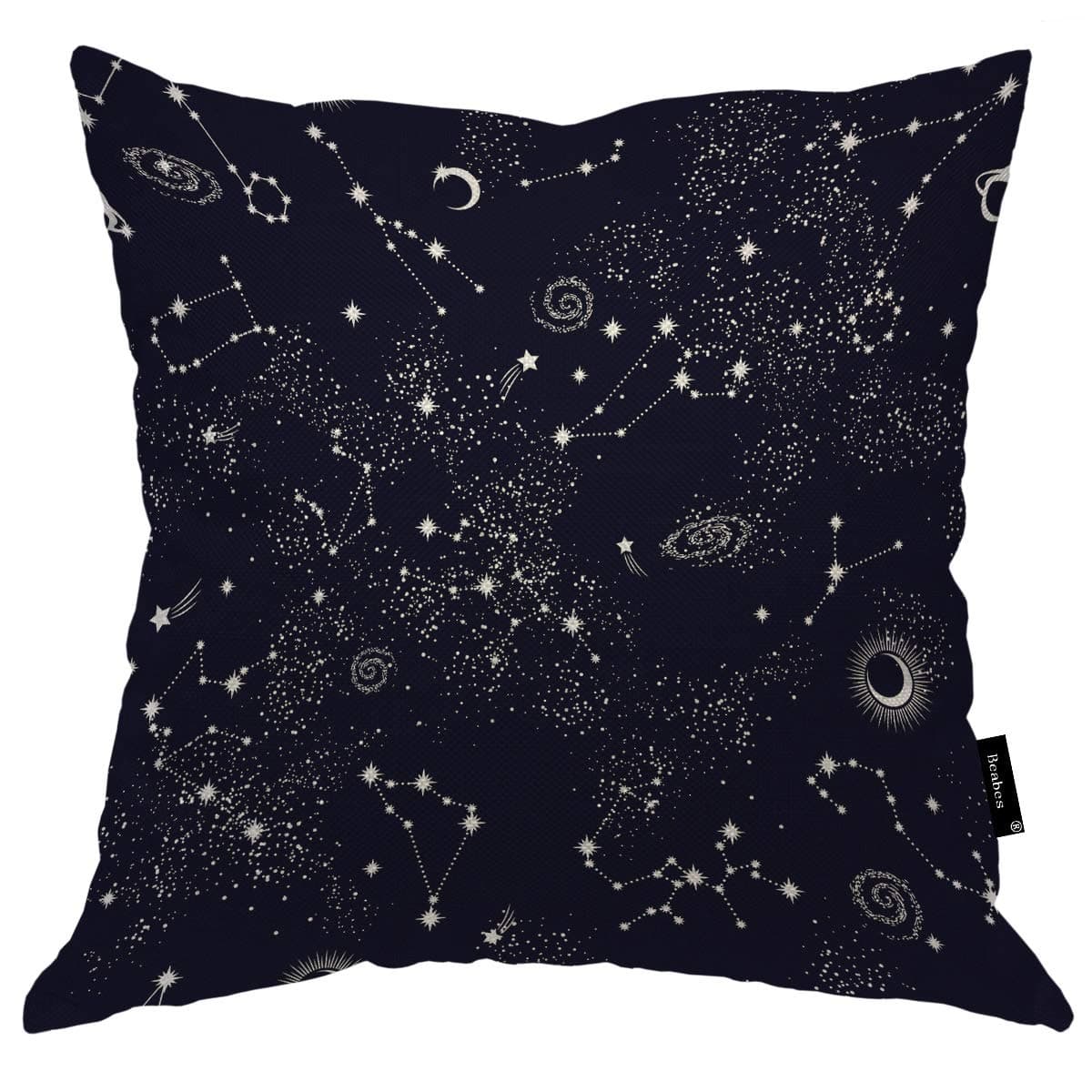 Space Galaxy Constellation Throw Pillow Case Black Blue Sky Zodiac Star Galaxy Cosmos Design Soft Square Cushion Case for Men Women Boys Girls Home Decor Cotton Linen 16x16 Inch