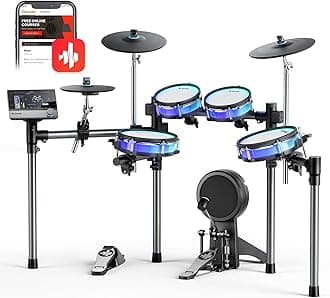 Electric Drum Set with Lights and Touchscreen, Advanced Elctronic Drum Kit with 1126 Sounds, Customize Drum Pad Colors, Internal Rack Wiring, Gaming APP - BackBeat