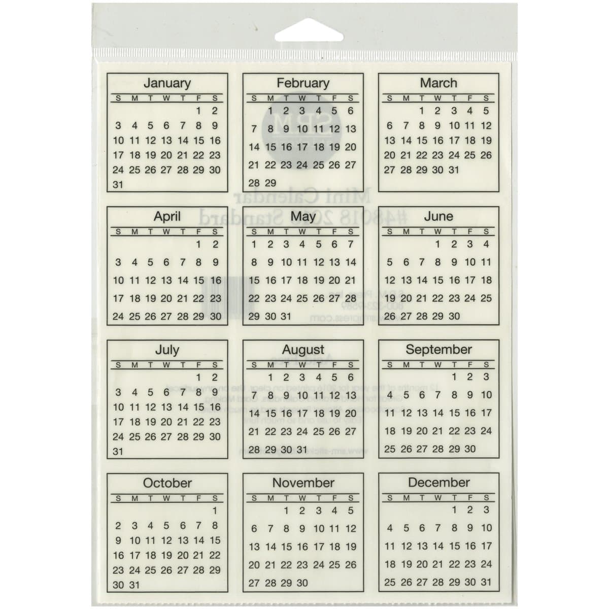 Srm Mini Standard Calendar Stickers-2016