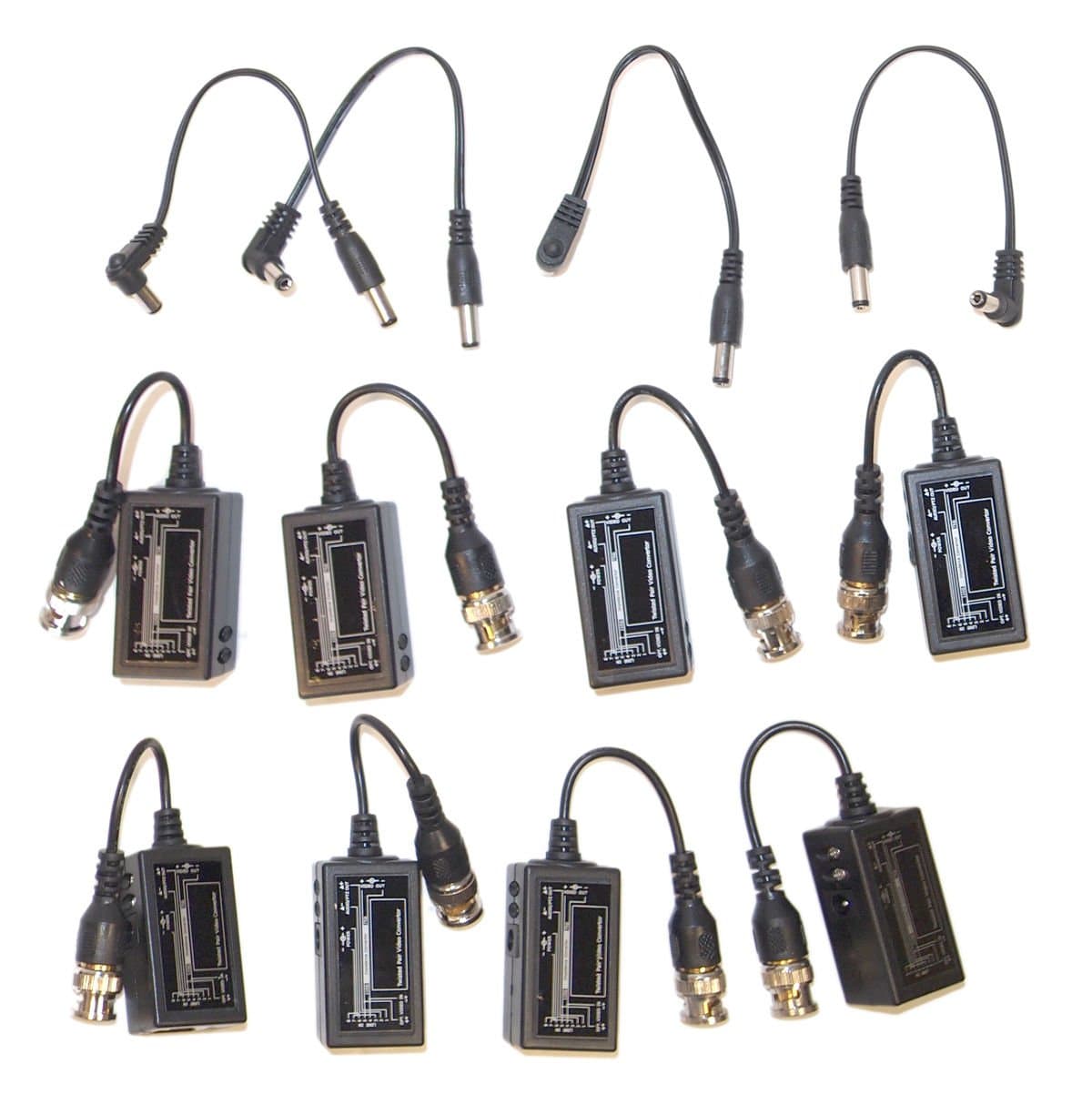 Evertech 4 Pairs (8 pcs) Passive Video Balun with Power BNC to RJ45 Converter Cable Video Audio Power Transmitter via Cat5e/Cat6 for CCTV Surveillance