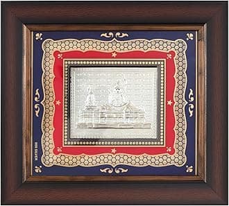 999 Pure Silver 12x11 inch Shri Ram Mandir Frame for Decor, God Frame in Silver, Perfect for Gifting or Storing in The Pooja Room, Office, or Home