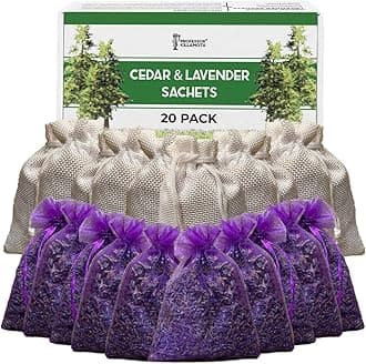 Professor Killamoth Cedar Chips and Lavender Sachets (20 Pack) - Stop Clothes Damage - Cedar and Lavendar Home Fragrance Sachets for Drawers and Closets