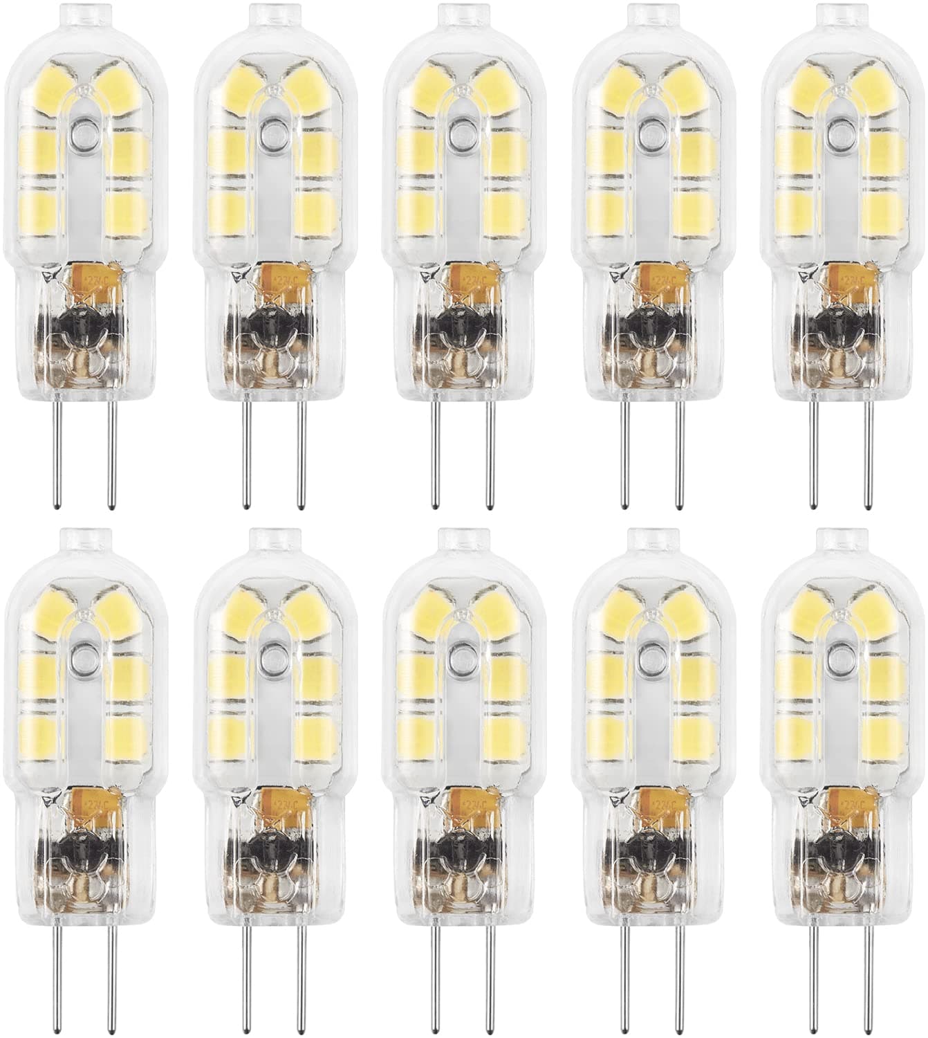 G4 LED Bulb, 12V Bi Pin 20W Halogen Bulb Replacement, NOT Dimmable, Daylight White 6000K, 10-Pack