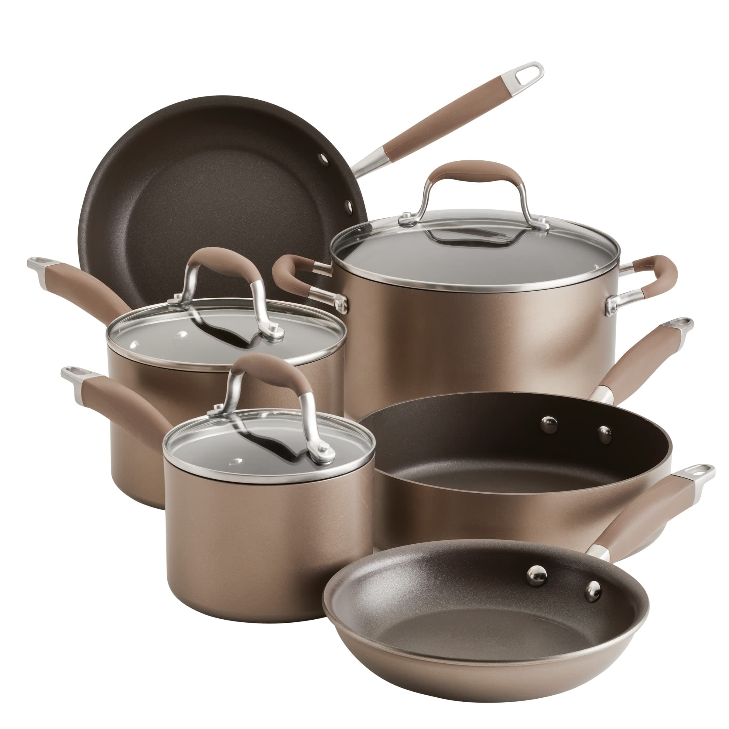 Advanced Home Hard Anodized Nonstick Cookware/Pots and Pans Set, 9 Piece - Bronze
