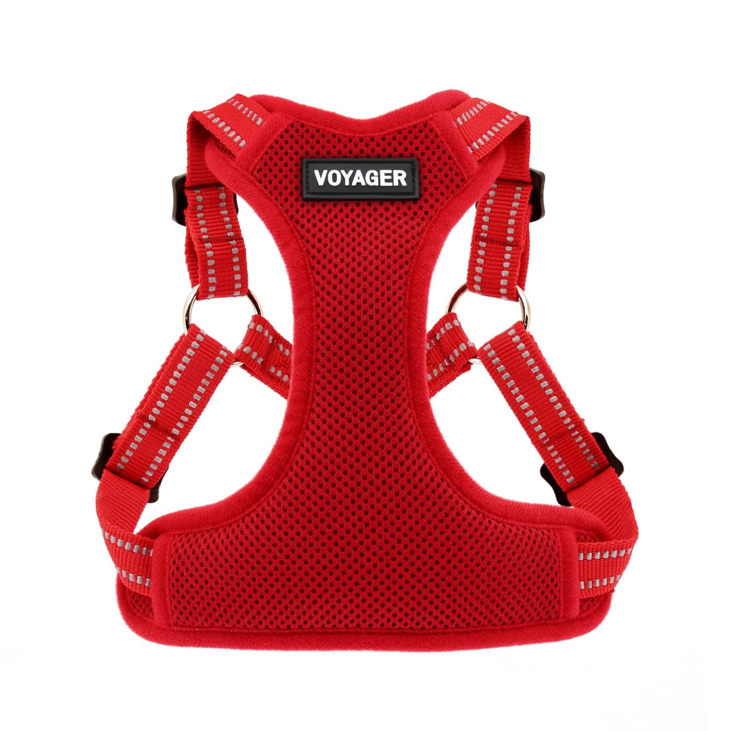 Voyager Adjustable Step-in Flex Breathable Mesh Dog Harness for Small Medium Large Dogs (Red), M