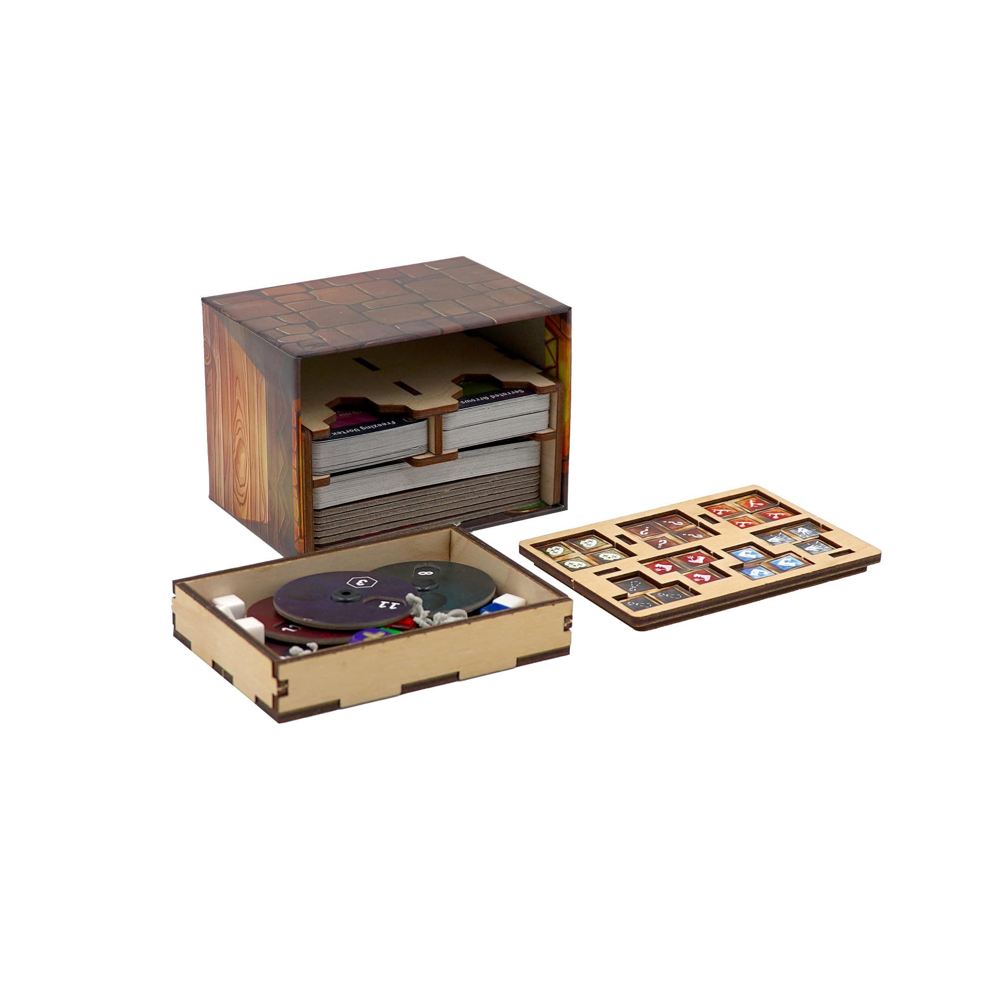 The Broken Token Game Organizer - Gloomhaven Buttons & Bugs Compatible Wood Storage Box
