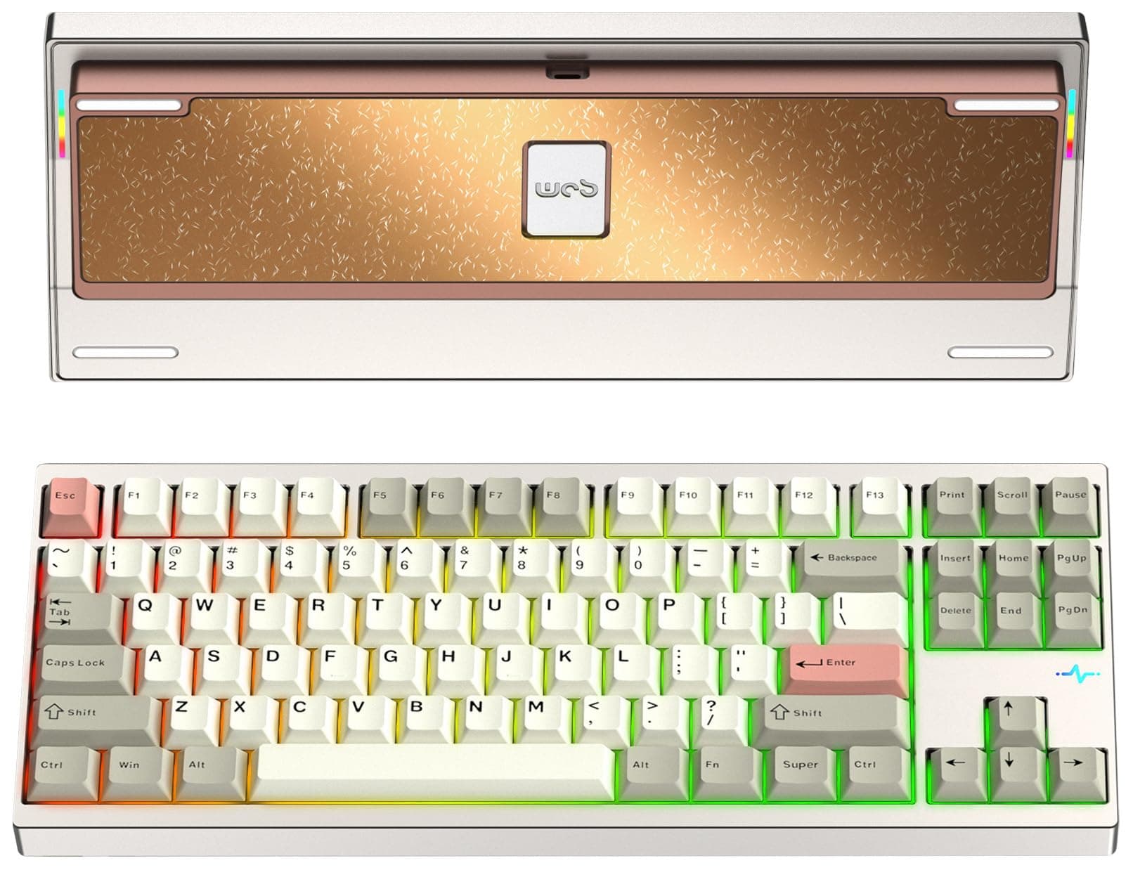 KEEBMONKEY WOBKEY Crush 80 Reboot CNC Aluminum 5-Second Quick-Release Triple-Mode Connectivity Mechanical Keyboard with Superior Acoustics (Pro Champagne Gold)