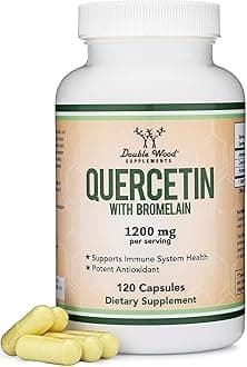 Quercetin with Bromelain - 96% Highly Purified - 120 Count (1,200mg Servings) - Supports Healthy Immune Functions in Men and Women (Vegan Safe, Third Party Tested, Gluten Free) by Double Wood
