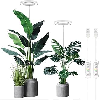 Plant Grow Light,yadoker LED Growing Light Full Spectrum for Indoor Plants,Height Adjustable, Automatic Timer, 5V Low Safe Voltage,Idea for Large Plant Light, 2 Pack