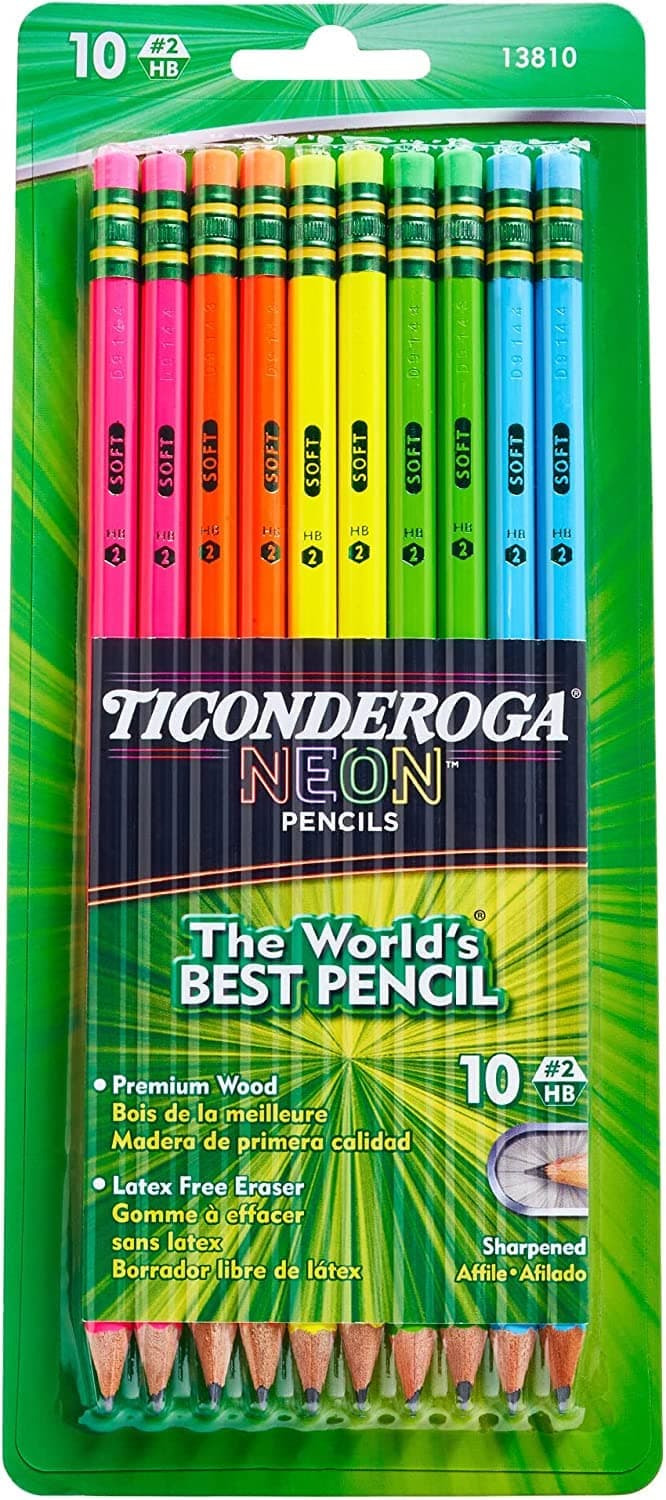 Ticonderoga No.2 Pencils, Assorted Neon, 10-Pack (4-Pack)