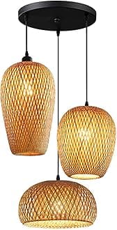GCQ Bamboo Lantern Pendant Lamp, Retro Japanese Style E27 Chandelier Hanging Light Ceiling Lighting Fixture for Living Room Bedroom Restaurant Cafe Teahouse Bar Dining Room Club