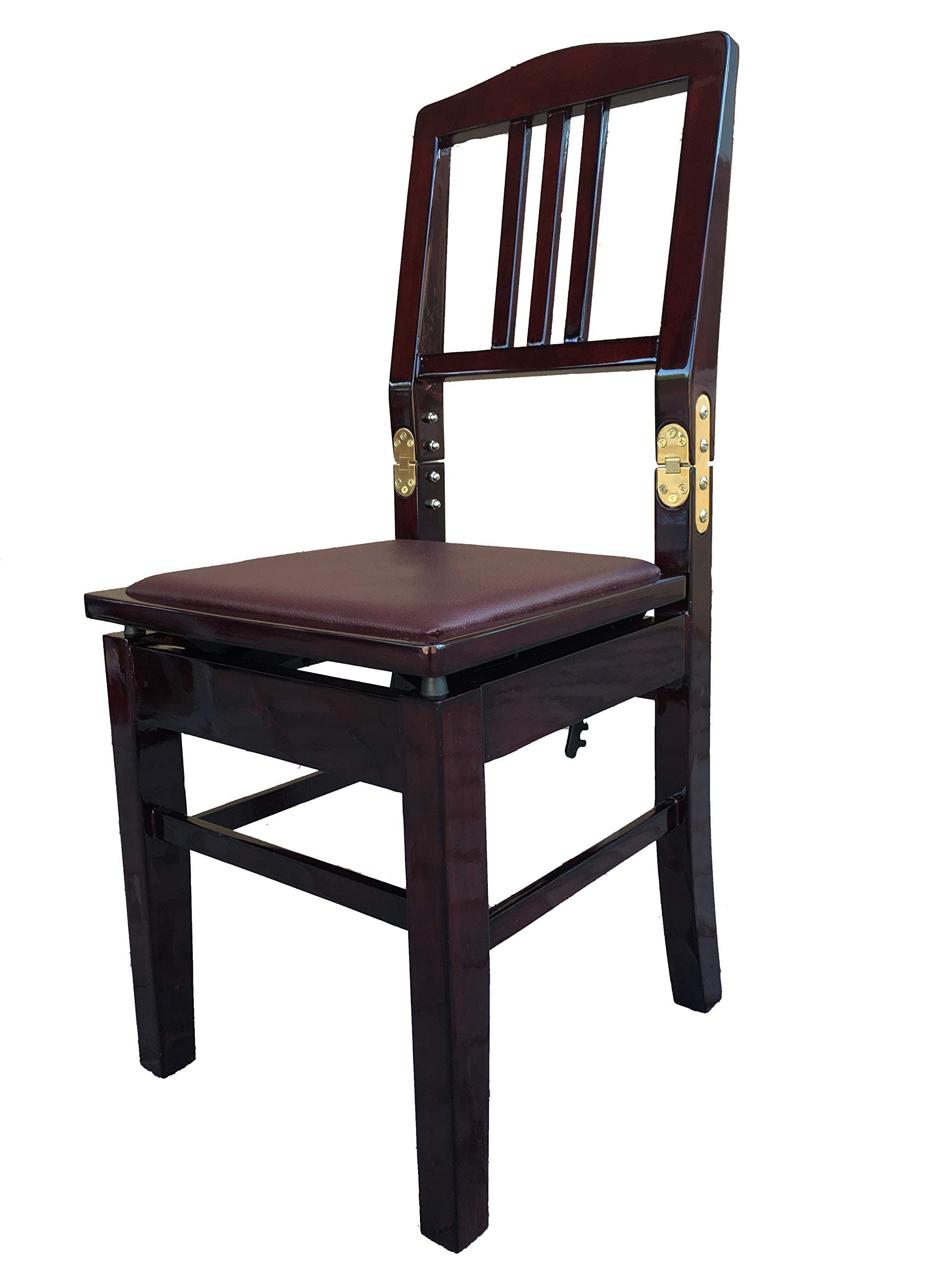Adjustable Piano Chair Bench with Back Support in Mahogany