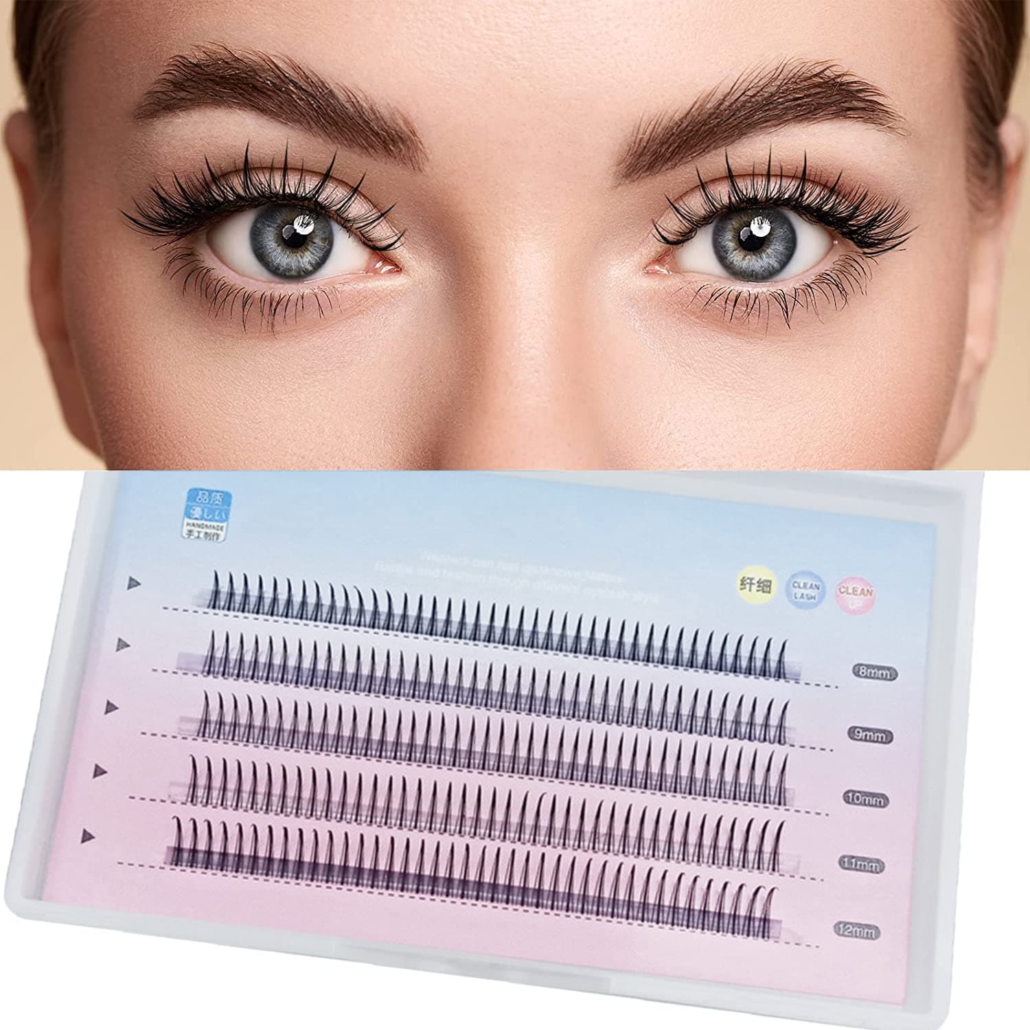 Excefore False Eyelashes Individual Lashes 8/9/10/11/12mm Single Cluster Eyelash Extension Supplies Eyelashes Natural Look Manga Lashes Health Fake Wispies Eyelashes Anime Fairy Bottom Lashes, Black