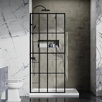Goodyo 34" X 72" Shower Door Clear Tempered Glass Framed Shower Screen Walk-in Black Finish