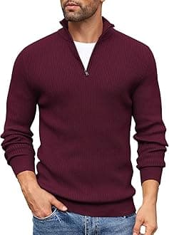 DENIMHOLIC Men High Neck Zipper Full Sleeve Cotton Knitted Winter Sweater for Man