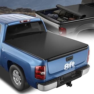 Auto Dynasty Soft Roll-up Truck Bed Tonneau Cover Compatible with 2007-2025 Chevy Silverado GMC Sierra 1500 2500HD 3500HD 8Ft Fleetside/Styleside Bed, Matte Black Soft Vinyl Top