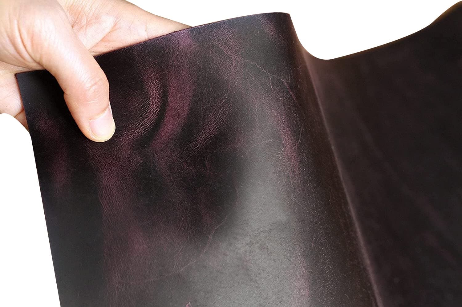 Vintage rustic purple oil tanned pull up leather sheets scrap, full grain distressed purple leather pieces 1.0-2.0mm 3-5 Oz Z05-LSP17S (6x6 inch, 1.6mm / 4oz)