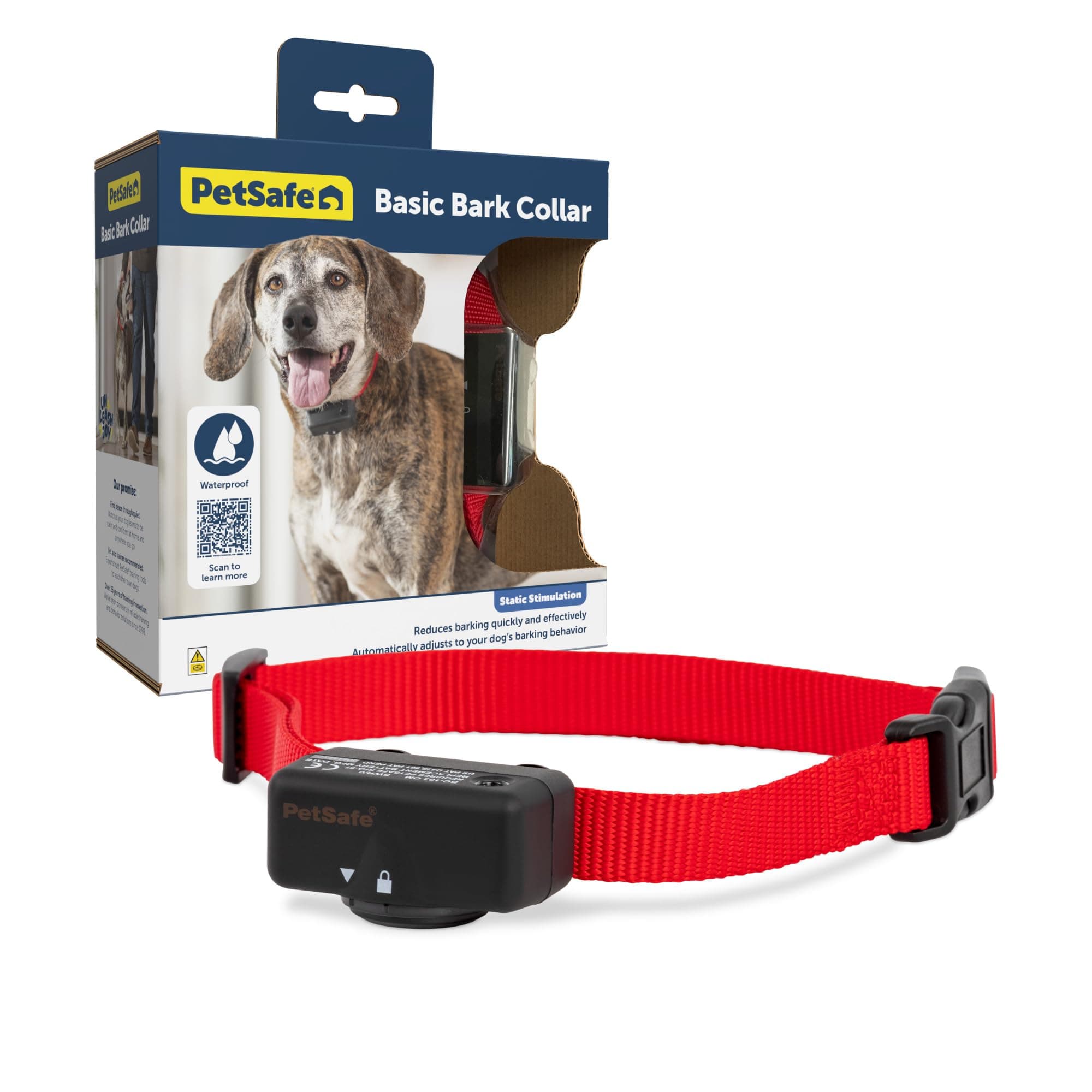 PetSafe Basic Bark Control Collar - Effective & Accurate Bark Detection Collar - Safe & Reliable Training with Multiple Static Stimulation Levels - Waterproof & Battery-Operated