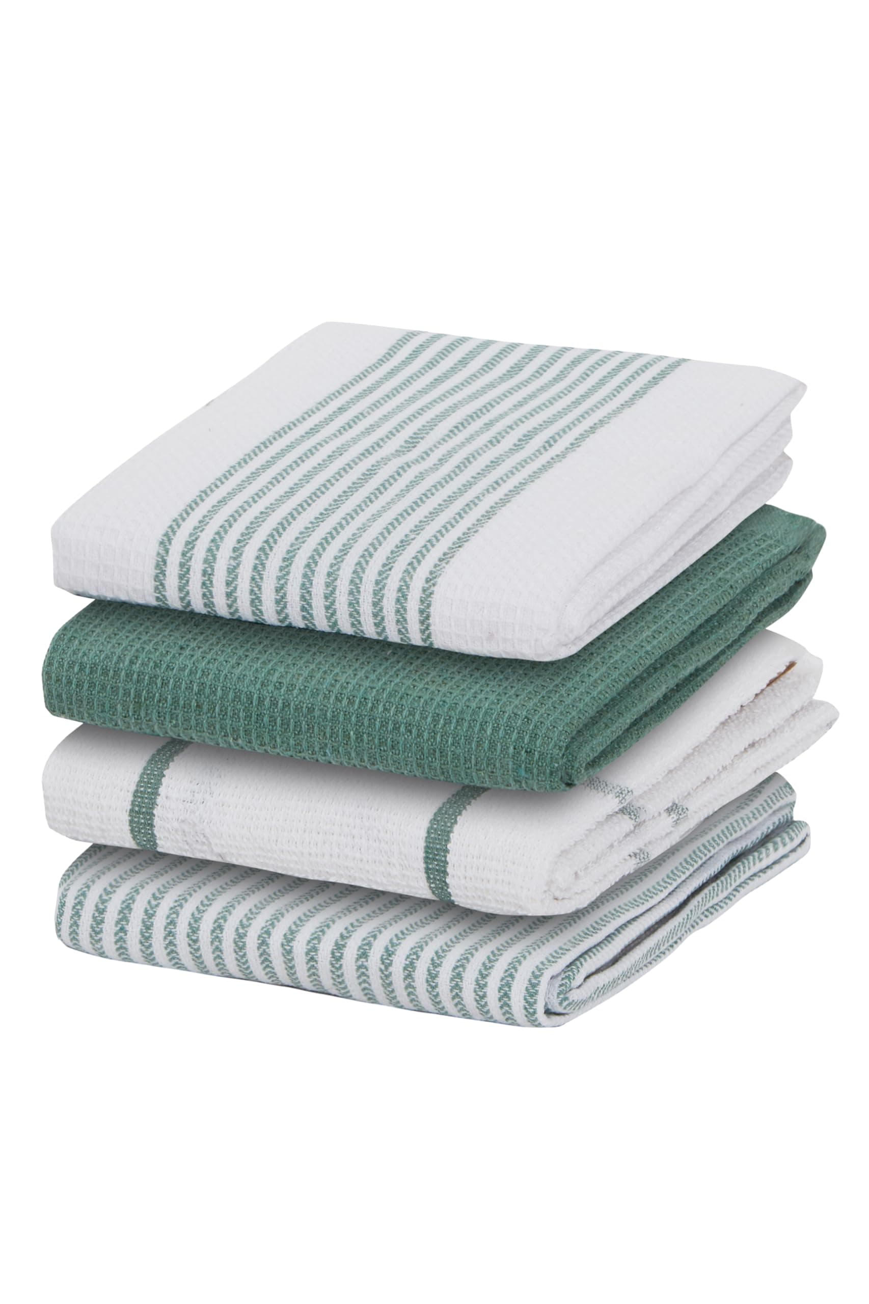 4 Pack Tea Towel Kitchen Tea Towels Cotton Absorbent Long Lasting Catering Bar Dish Towel Cloth, Green
